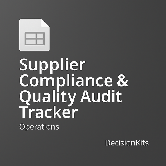 Supplier Compliance & Quality Audit Tracker — Excel Template