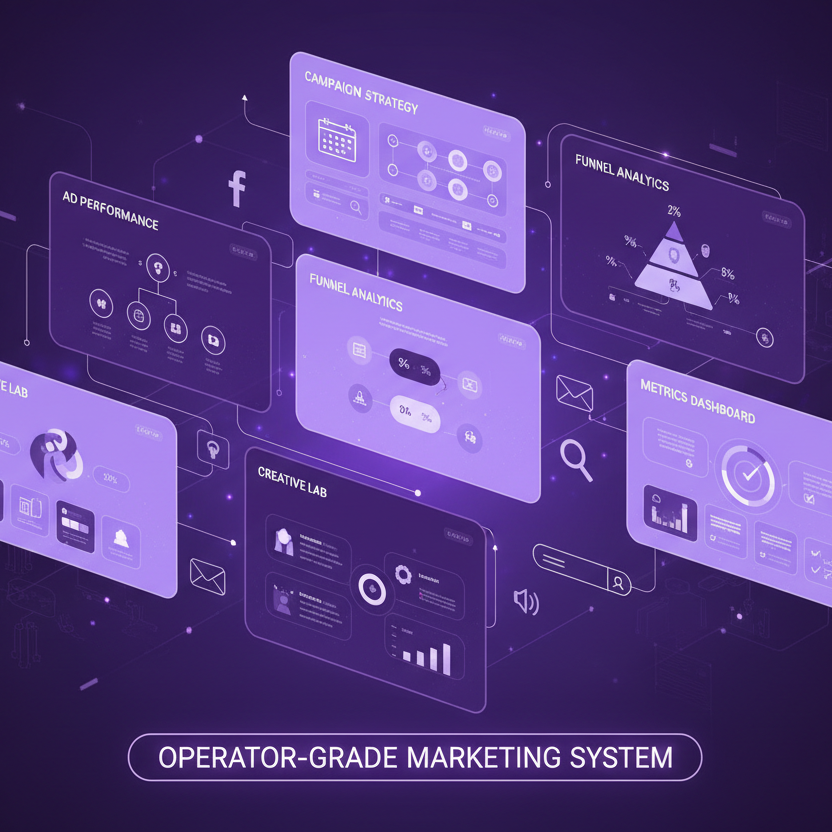 a square image in purple tone of colours The complete 10-template Marketing Bundle built to help founders and marketers plan campaigns, analyse ads, track funnels, optimise creatives, and measure performance across every channel. A consistent, operator-grade system to run marketing clearly, confidently, and with real data.